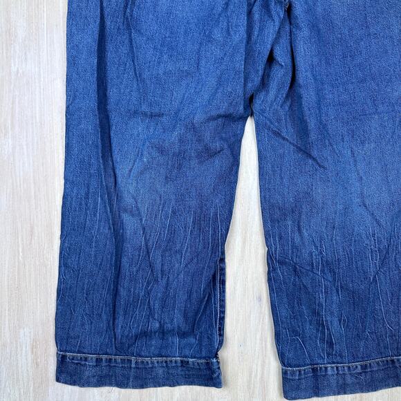 Lane Bryant Pull On Wide Leg Distressed Ripped Drawstring Elastic Waist Jeans 16 - Picture 10 of 16